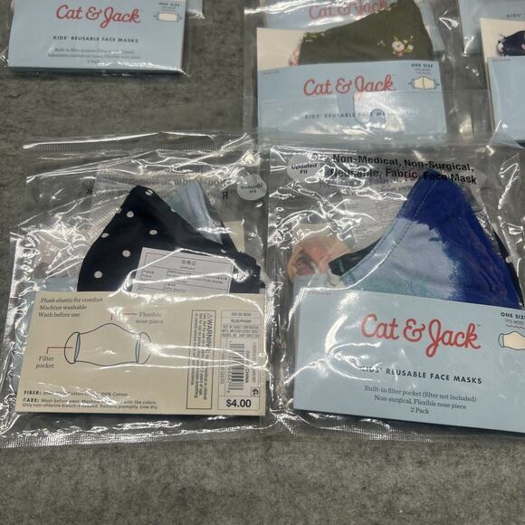 47 Cat & Jack Kid's Reusable Face Masks Cotton Fabric One Size Fits Most NEW - Picture 4 of 7
